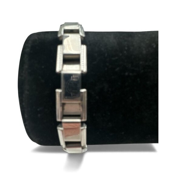 Italian Stainless Steel Link Bracelet Stretchable Design High Polished Finish Un - Picture 4 of 5